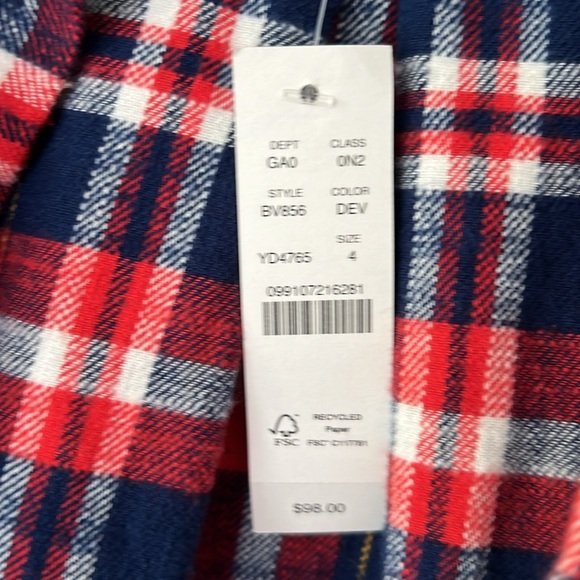Women’s JCrew Garçon flannel shirt, size 4, blue and red, NWT - Picture 3 of 5
